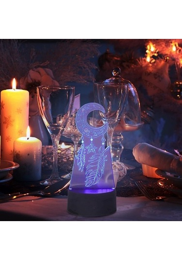 Goldenqian 3d Işık, Ay Rüzgar Çanı Akrilik Dokunmatik Anahtar Led Gece Lambası Usb Powered 7 Renk Çevre Dostu Düğün Için Yatak Odası Için Jdısıp Siyah