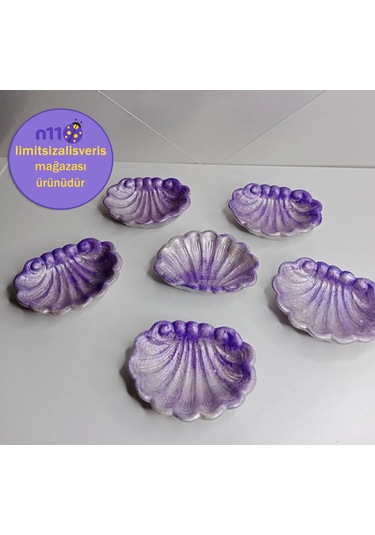 6 Adet İstiridye Dekoratif Tabak Obje Lokumluk 6'lı Set
