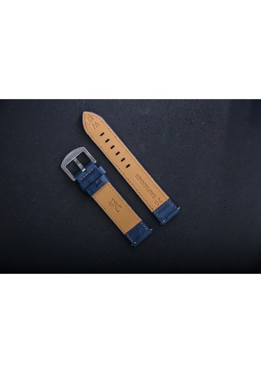 Hakiki Deri 20mm Akıllı Pimli Saat Kordonu Lacivert