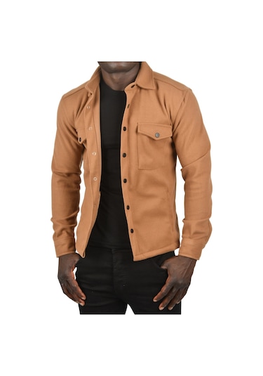 Deepsea Erkek Kahve Çıtçıtlı Kısa Kaşe Mont 2500559 Kahverengi