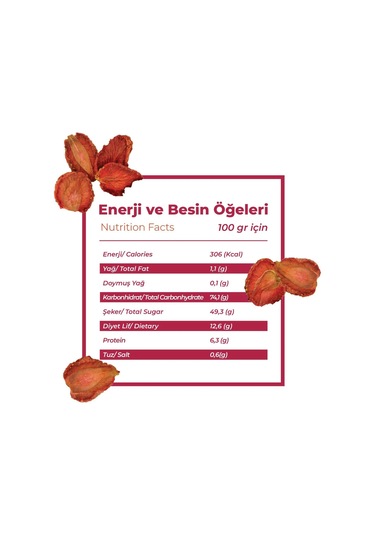 Anamour Natural Çilek Kurusu Cips Çilek Şekersiz 3 x 75 G