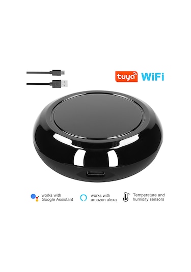 Shineyee Akıllı Ev Kontrolü İçin Tuya Wifi Sesli Kızılötesi Kumanda, Sıcaklık Ve Nem Sensörlü, Siyah