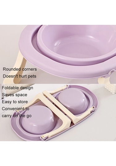 Cbtx Katlanır Evcil Hayvan Kasesi Yeme İçme Kasesi Boyun Koruması Uzun Çift Kase, Stil: Pp Mor