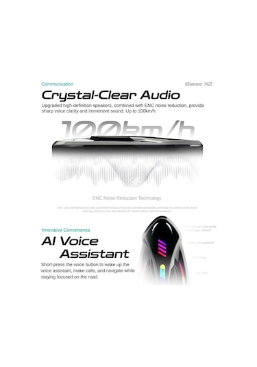 Blaıse X2 Bluetooth Motosiklet Intercom Mavi