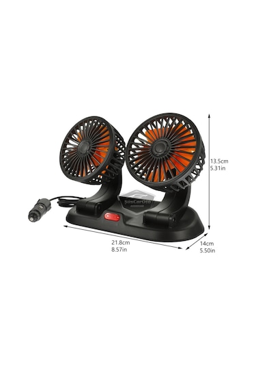 Üniversal Oto Ofis Araç İçi Torpido Üstü Vantilatör Çift Başlıklı Çakmaklık Girişli Kademeli Soğutucu Fan 360 Vantilatör 56645861