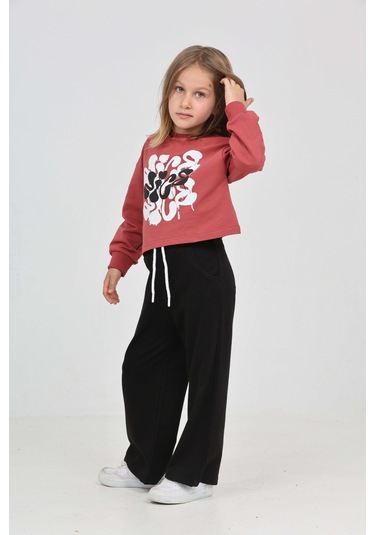 Toontoy Kız Çocuk Nice Baskılı Eşofman Takım Kiremit