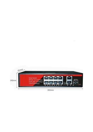 Ezcool EZ-08PSF-SFP 120W 8 Port 8Fe+2ge+1sfp Gigabit Poe Switch