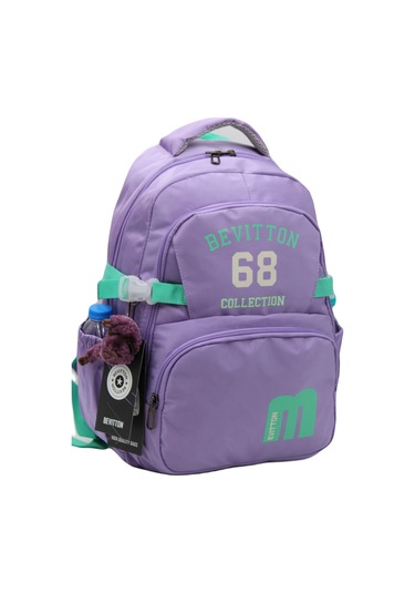 Bevitton Özel Su İtici Kumaş Unisex Lila-yeşil Okul Çantası 34500