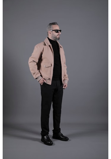 Ohepmoda Torba Cepli Ribanalı Erkek Kaşe Kaban Mont Camel