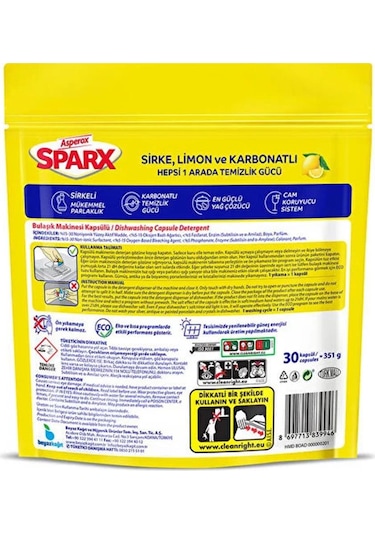 Asperox Sparx Hepsi Bir Arada Bulaşık Makinesi Tableti 30 Adet