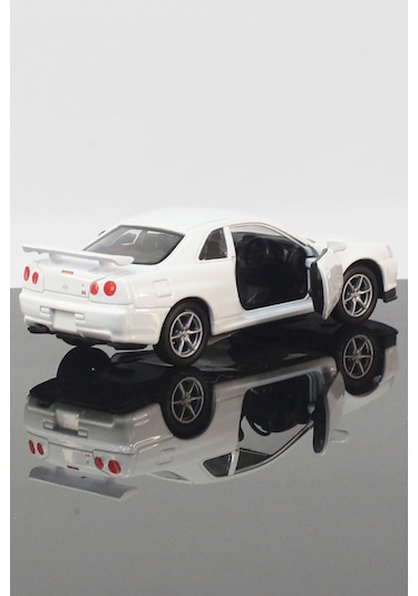Toyaş Nissan Skyline GT-R R34 Model Çek Bırak Araba 11 CM Beyaz
