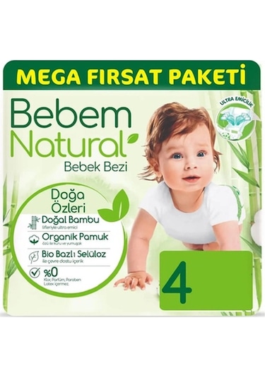 Bebem Natural 4 Numara Maxi 104'lü Bebek Bezi