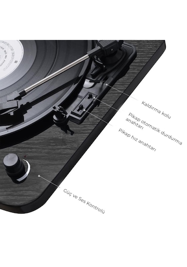 Midex Mtx-356 Nostaljik Pikap Plak Çalar (Şarjlı Bluetooth Aux Ho