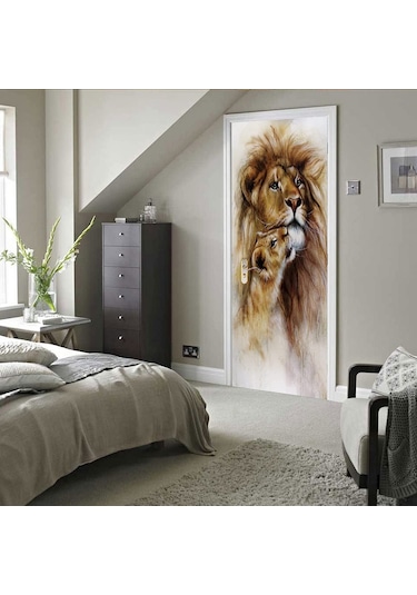 Aslan Ve Doğa İfade Boyama Kapı Etiket Ev Ev Kapısı Etiket Duvar Sanatı Kapı Buzdolabı Mıknatısı Posteri Yaratıcı Diğer