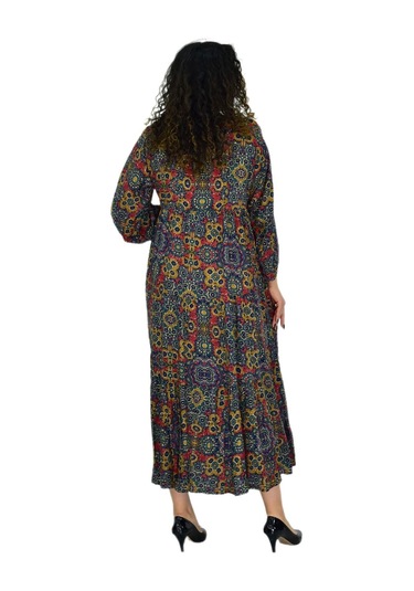 Kadın Empirme Uzun Kol Elbise Bgl-st04670 Hardal