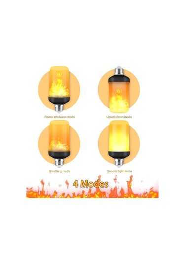 Alev Efektli Led Lamba, 4 Yanıp Sönme Modu, E26/e27 Soket, Christmas-ff-