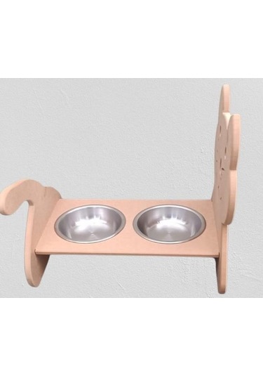 Hobi Adn 90369 Model Kedi Mama Su Kabı Seti Paslanmaz Tabak El Yapım