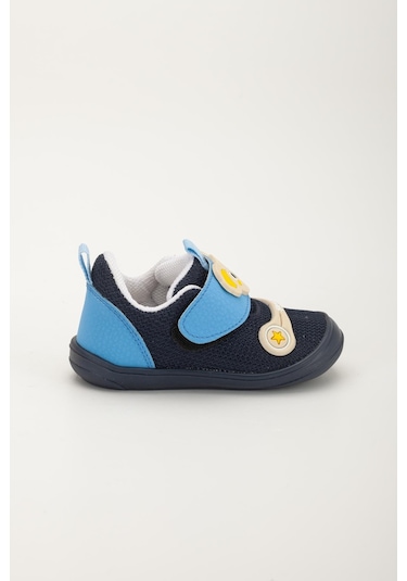 Şirinbebe Ortopedik Erkek Bebek İlkadım Ayakkabı Mavi Cırtlı Anorak-4051 Mavi