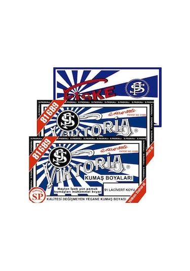 Viktoria Kumaş Boyası 51 Koyu Lacivert 2 Paket + Fiske Sabitleme 1 Paket