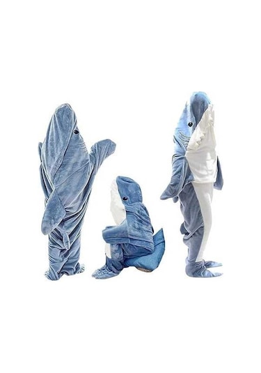 Pazly Shirin Köpekbalığı Battaniyesi - Sıcak Kapüşonlu Tulum, 210cm Çok Renkli Yetişkin Erkek Uyku İçin Çok Renkli