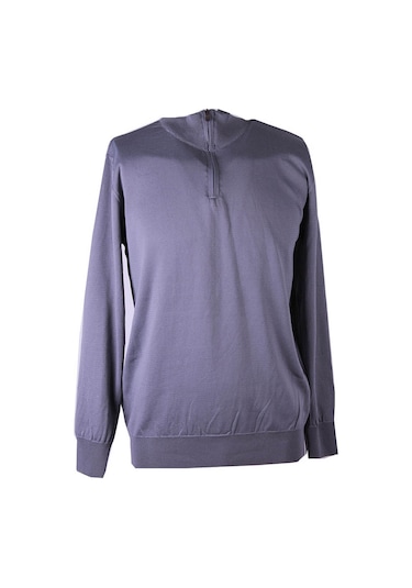 Trender Yarım Fermuarlı Gri Erkek Kazak Alp01 Gri