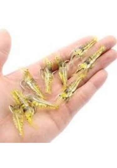 Tunalar Tarım 5 X 4 Cm Fosforlu İğneli Silikon Karides Sarı Suni Balık Olta Yemi