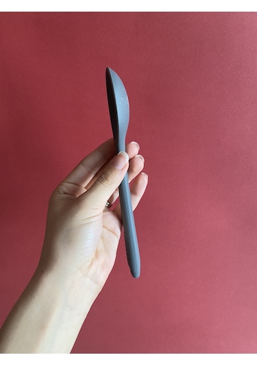 Sert Uçlu Silikon Isıya Dayanıklı Kısa Kaşık 20 Cm / 2 Adet Gri