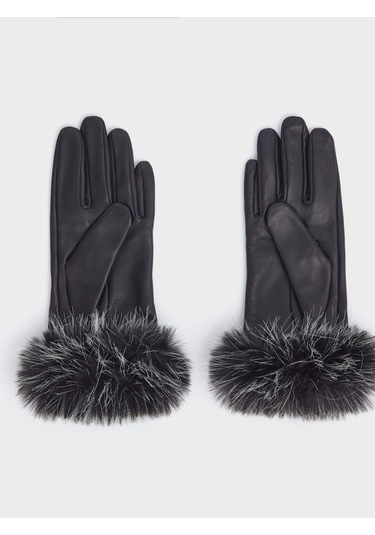 Osprey London Penny Kışlık Deri Eldiven Şık Ve Sıcak Tasarım Eldivenler Siyah Standart