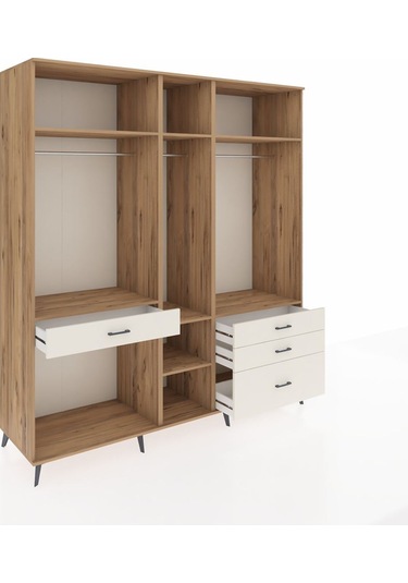 Kronos Dolap 7 Raflı 4 Çekmeceli 3 Askılı 220x59x243 Çam-çam/aytaşı Atlas Çam/aytası
