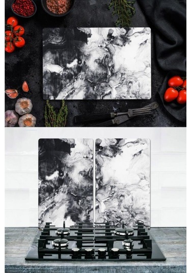 Takım Halinde Sis 20X30 CM Kesme Tablası ve 60X52Cm Cam Ocak Koru