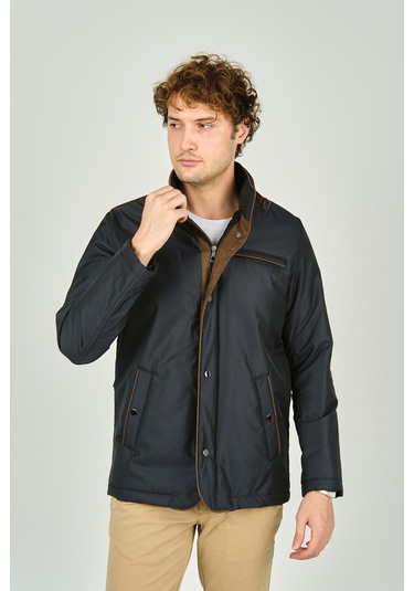 Daynax Erkek Dik Yaka Fermuarlı Ve Çıtçıt Kapamalı Cep Detaylı Mont Kaban 4520 Lacivert Lacivert