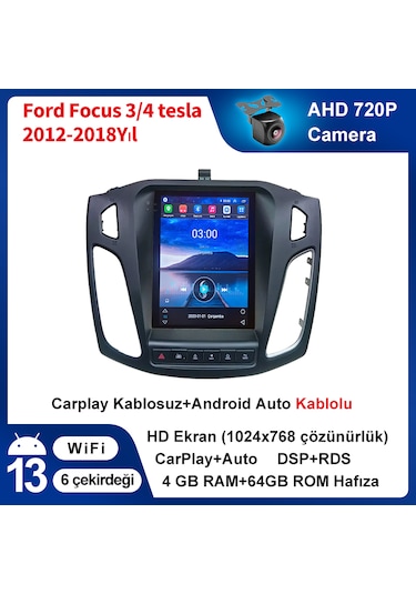 Ford Focus 3/4 Tesla 2012-2018 Yıl Multimedya 4-64 Gb Navigasyon