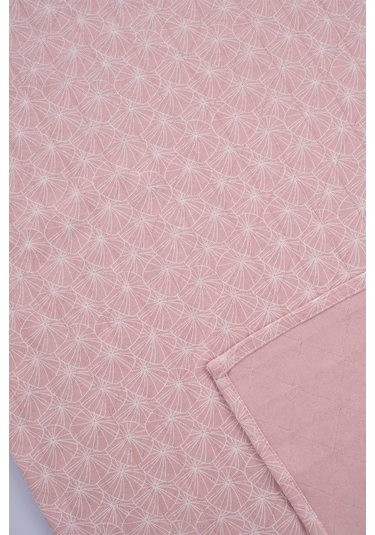Çift Katlı Müslin Örtü Ve Kese Seti 100X100 Cm Pembe Yapraklar - Pembe