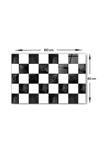 Decorita Cam Ocak Arkası Koruyucu | Damalı Desen | 40cm x 60cm