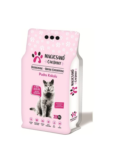Magicsand Cat Litter Bebek Pudralı İnce Taneli Topaklaşan Bentonit Kedi Kumu 10 L