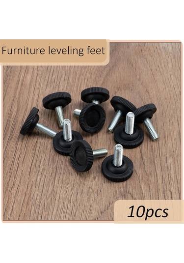 10 Adet M8 Ø29 Mm Ayarlanabilir Vidalanabilir Mobilya Ayağı Seti - Yükseklik 32 Mm - Plastik - Siyah Renk - Kanepeler, Masalar, Tv Diğer