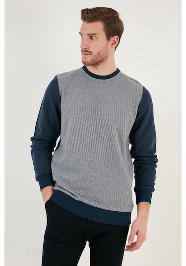 Buratti Pamuklu Regular Fit Bisiklet Yaka Erkek Sweat 5905041 Indigo