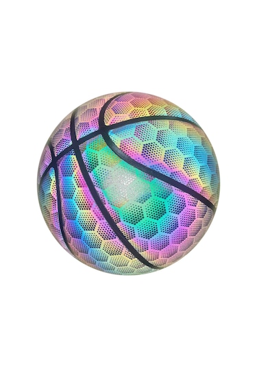 Ranyeek Yansıtıcı Pu Lastik 7 Numara Yetişkin Basketbol Topu Futbol + Hava Pompası + İğne + Çanta Büyük Altıgen Desenli