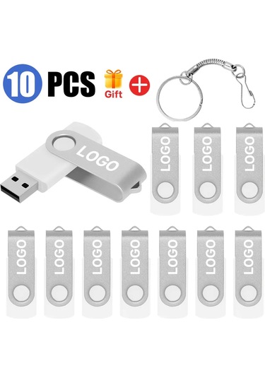 10 Adet/grup Usb 2.0 Flash Sürücü 64 Gb 128 Gb Kalem Sürücü 16 Gb Pendrive 32 Silver 2.0 16gb Diğer