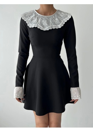 Nord Dantel Yaka Kol Elbise Siyah