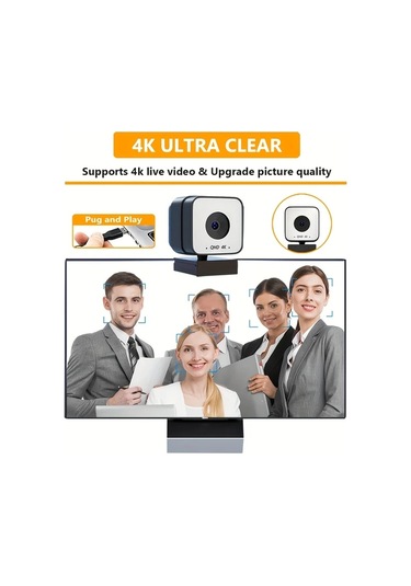 Dashanshop Zoom7 4k Pc Laptop Webcam Dahili Mikrofonlu Otomatik Odaklama Beyaz Dengesi