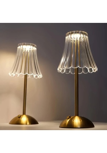 Besthome1 2 Adet Şarjlı Dokunmatik Masa Lambası Altın Renk Yatak Odası Oturma Odası Aydınlatma Altın