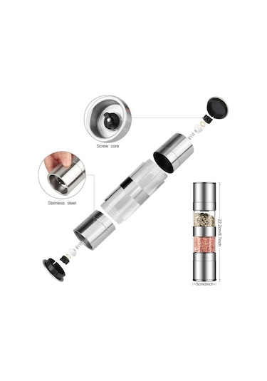 2'si 1 Arada Tuz Ve Karabiber Öğütücü Seti, Ayarlanabilir Seramik Rotorlu Paslanmaz Çelik Öğütücü, Tuz Değirmeni Ve Cezve 46566102