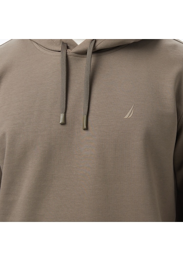 Nautica Erkek Kahverengi Classic Fit Kapüşonlu Sweatshirt Düz K57226t Kahverengi