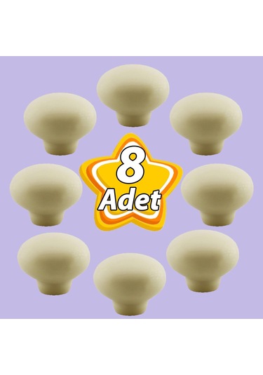 8 Adet Kamelya Kulp Krem Polimer Düğme Kulp Mantar Mobilya Mutfak Dolabı Çekmece Kulbu Kulpları