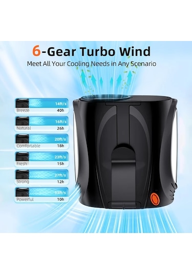 Xuweiwei Taşınabilir Bel Fanı Yeşil Metal Dekor 6 Hız 16000rpm Şarj Edilebilir 6000mah Nikel Pil Usb Şarj İç Dış Mekan Kullanımı