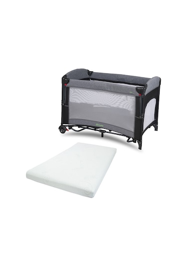 Mastic Anne Yanı Park Yatak Sallanır Oyun Parkı Cibinlikli Yatak Hediyeli 70x110 Cm Gri