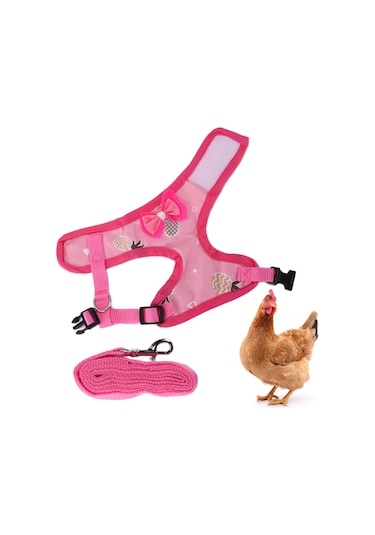 Yuntech01 Tavuk İçin Eğitici Tasma Ve İp, Kesintisiz Kontrol İle Dışarı Çıkma, Yumuşak透气 Kumaş, Kolay Ayarlanabilir, Güvenli Kilit, S Boyutu Pembe Ananas Desenli