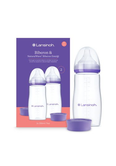 Lansınoh 2 x 330 Ml Biberon ve Naturalwave Biberon Emziği 6 Ay+