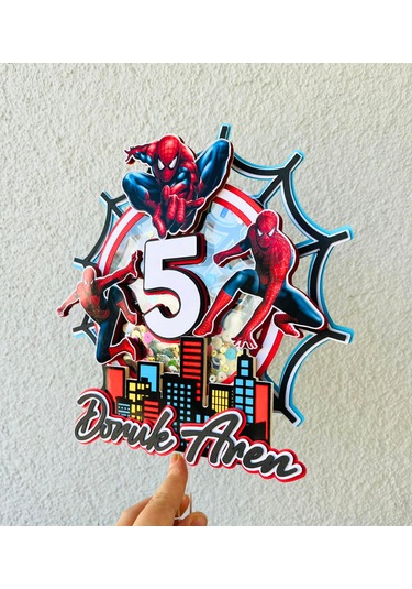 Örümcek Adam Temalı İsme Özel Erkek Çocuk Doğum Günü Pasta Süsü